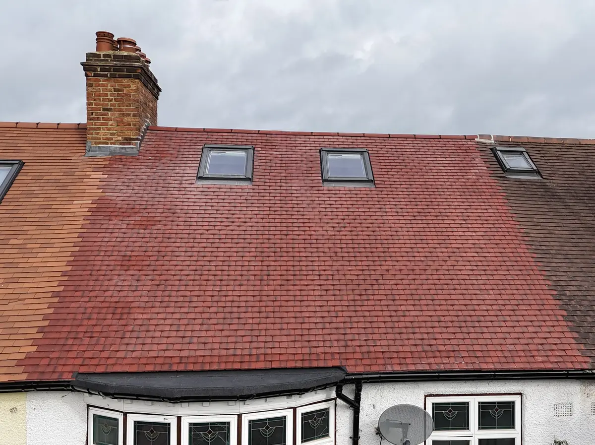 Completed plain tile re-roof with Velux windows in Bromley